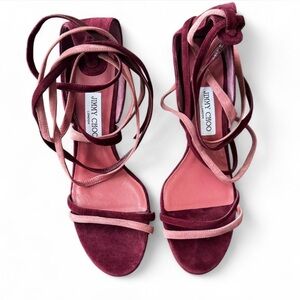 Jimmy Choo Deep Red and Pink Strappy Heels